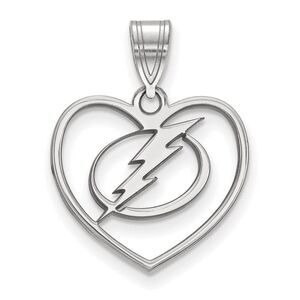 Sterling Silver NHL Tampa Bay Lightning Heart Pendant